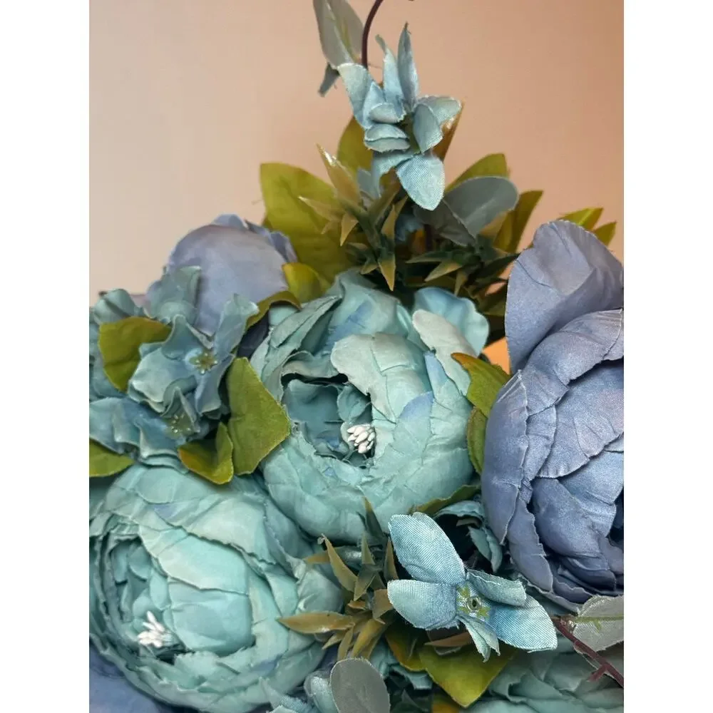 Mixed Blue Artificial Peony Bouquet (Set of 2)